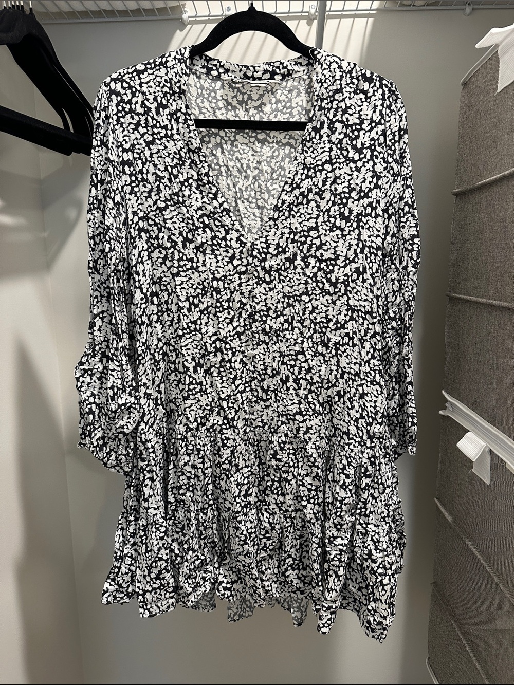 Zara Black & White Printed Mini Dress